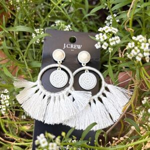 J. Crew white Ivory tassel Fringe Earrings NEW